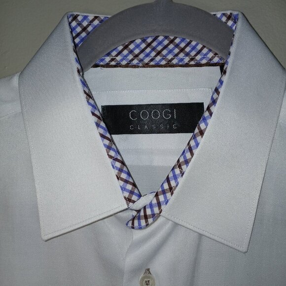 COOGI CLASSIC BUTTON UP LONG SLEEVE WHITE, DRESS SHIRT, MENS XL, - Picture 1 of 9